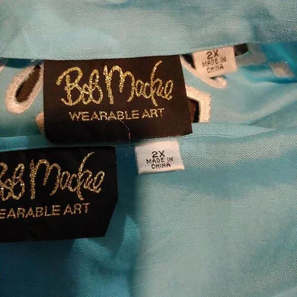Bobb Mackie Robin Egg Blue 2 piece Tank/Button Shirt White Embroidery Eyelet 2X - Picture 12 of 13